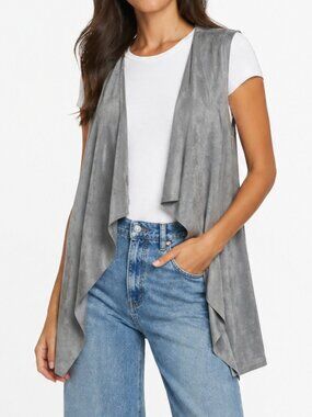 Calvin Klein Light Gray Sleeveless Draped Longline Sweater Vest Size Small